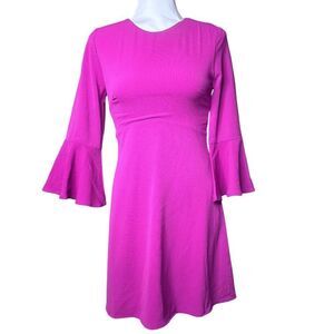 Lulu's pink dress XS bell sleeve Center of Attention fuschia
